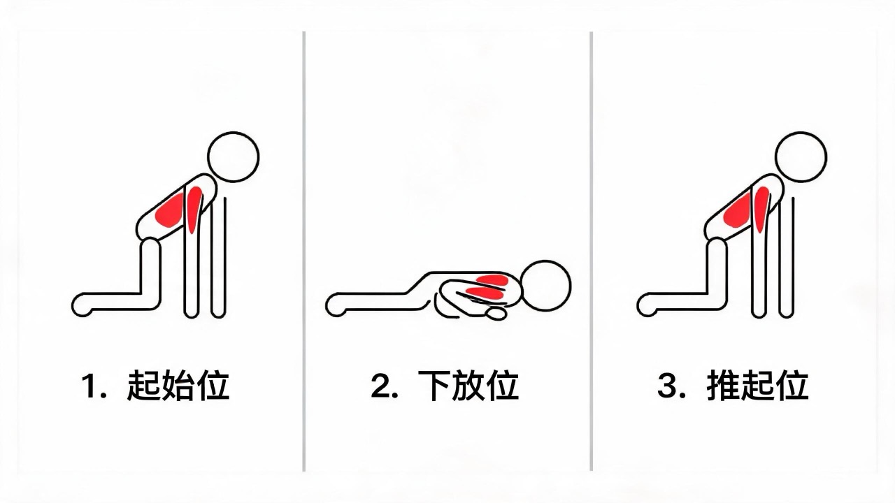 跪姿俯卧撑动作分解